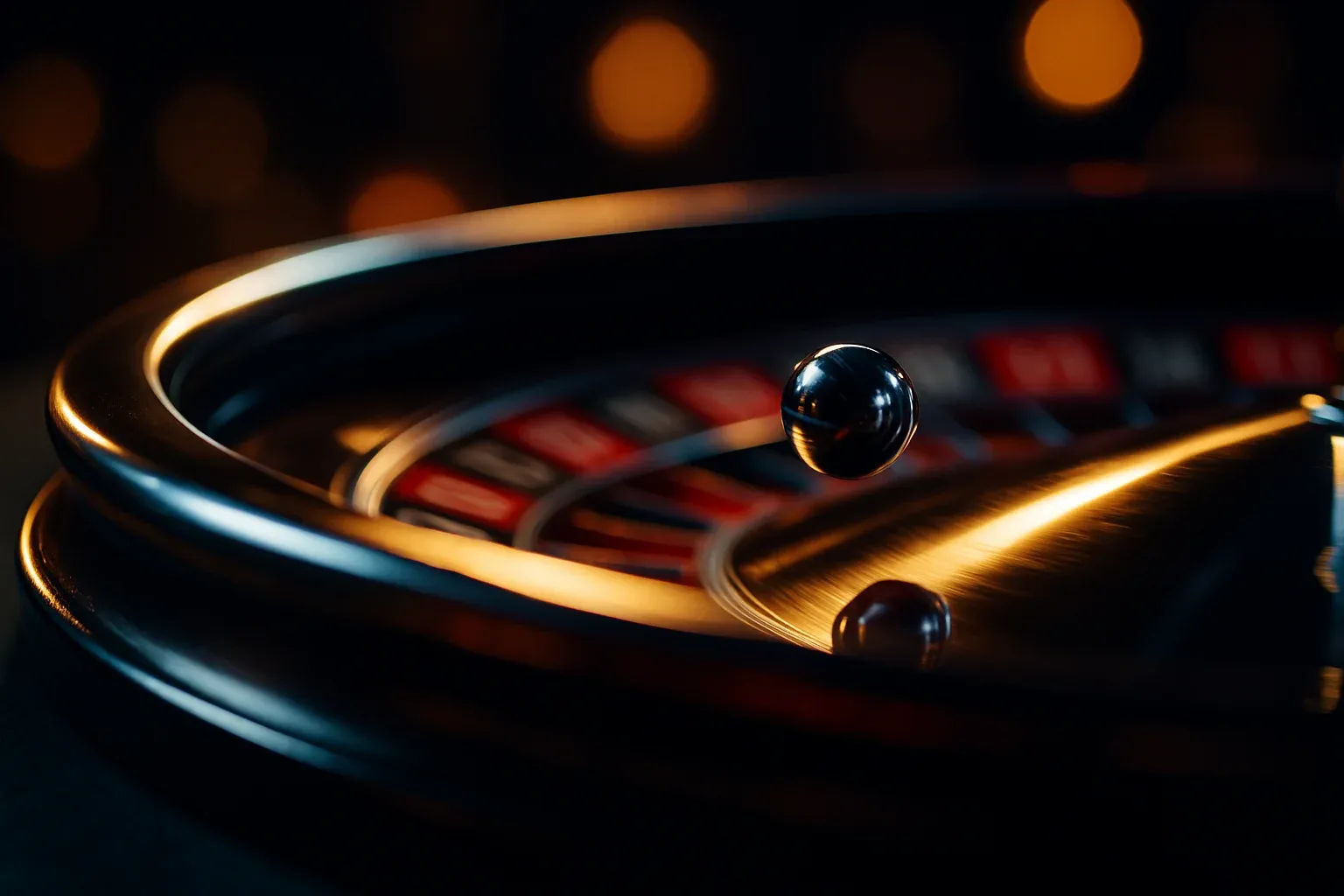 Hyperrealistic macro shot of live casino roulette wheel mid-spin